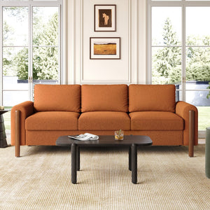 English Elm Christopher Knight Home® - 83.86" 3-Seater Sofa in Teddy Velvet with Curved Armrests & Solid Wood Legs, Plush Durable Comfort Orange N765P331021Y
