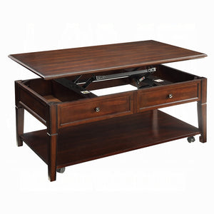 English Elm Walnut Lift-Top Coffee Table with Dual Storage Compartments, Mobile Shelf on Casters, Timeless Design B062P209099