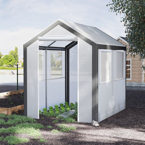 English Elm Outsunny 8' X 6' Walk-In Greenhouse With Roll-Up Windows & Zippered Doors For Year-Round Gardening W2225P175540-GIGA