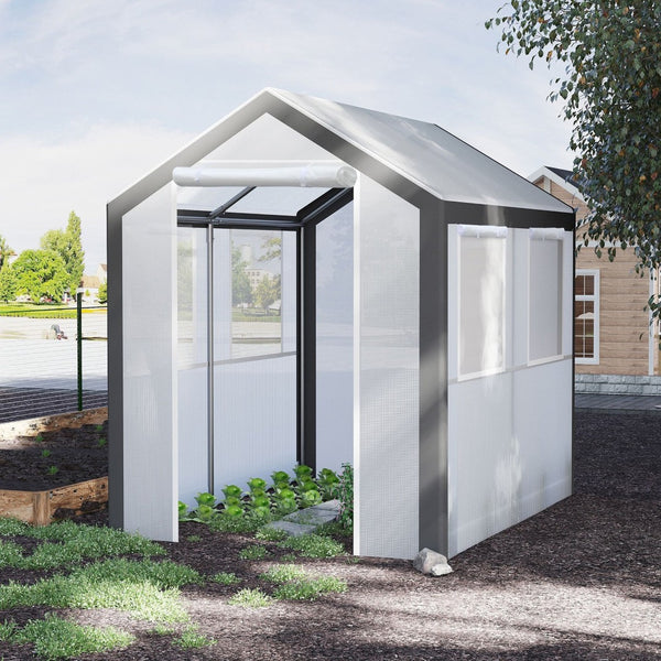 English Elm Outsunny 8' X 6' Walk-In Greenhouse With Roll-Up Windows & Zippered Doors For Year-Round Gardening W2225P175540-GIGA
