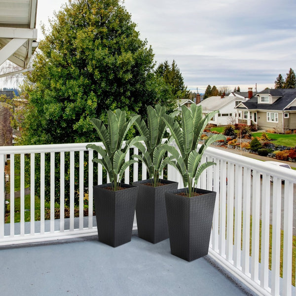 English Elm Outsunny Set Of 3 Stylish Tall Planters - Uv-Resistant Indoor/Outdoor Flower Pots For Any Space W2225P174478-GIGA
