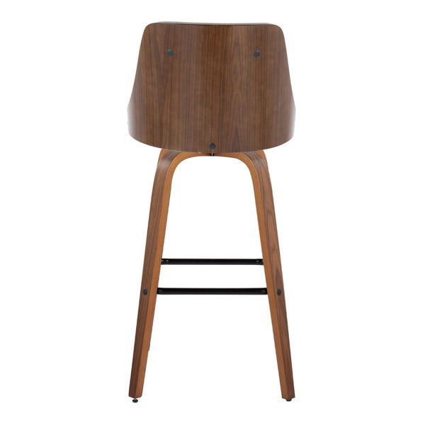 English Elm Fixed-height Swivel Barstools Velvet Seat Bentwood Legs Chrome Footrest Set of 2 B202S02186