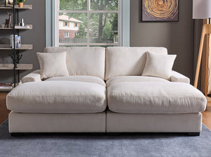 English Elm Modular Sectional Sofa with Corduroy Upholstery, 5-Seater Oversized Convertible L/U Shape, Cloud-Like Comfort and Easy Assembly Cream B205S00011