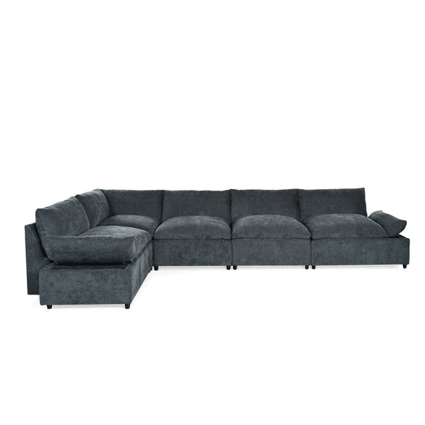 English Elm Christopher Knight Home® - 115.5" Modular Deep Gray Sectional Sofa with Plush Storage, Durable Polyester, Solid Wood Frame, Versatile Seating Experience N767P234458R