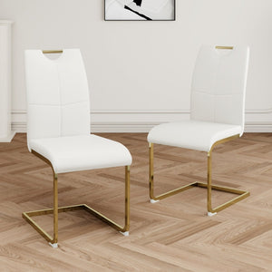 English Elm Modern Faux Leather Dining Side Chairs with Chrome Legs Ergonomic Set of 2 W210127292