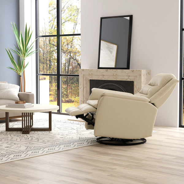 English Elm Global Home Swivel Glider Recliner In Madras Eggshell Leather - Ultimate Comfort & Style For Any Room B339P333955
