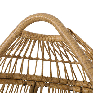 English Elm Christopher Knight Home® - SERINA Teardrop Wicker Outdoor Chair with Water-Resistant Beige Cushion, Light Brown Faux Rattan, Sturdy Iron Frame 69367.00LBRN