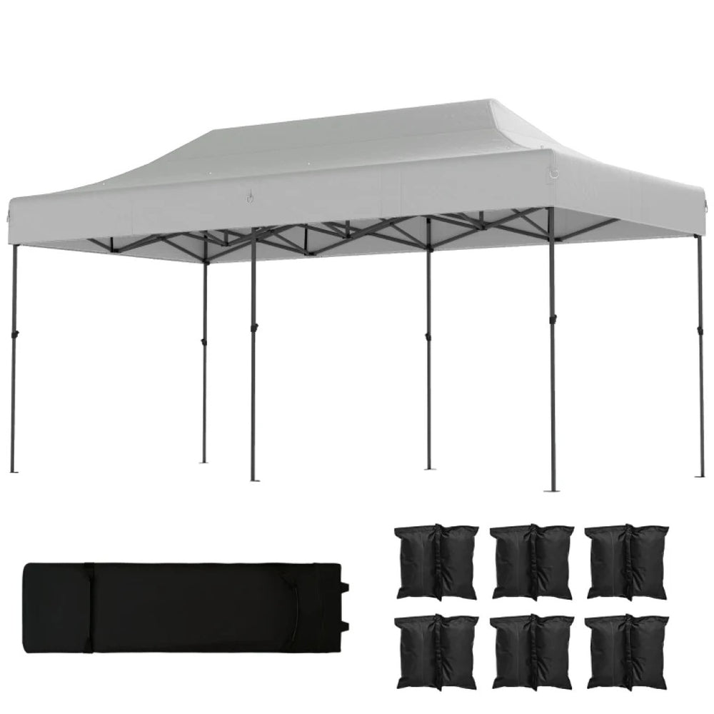 English Elm Portable 10x20 Ft Steel Frame Pop up Canopy with Upf50 Oxford Fabric for Events White T3971P466702