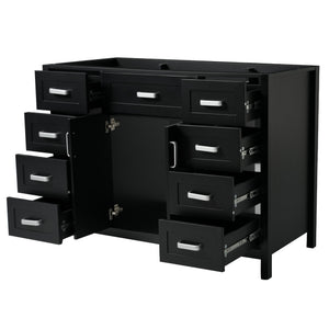 English Elm Christopher Knight Home® - 47" Bathroom Vanity Cabinet Base with 2 Soft-Close Doors & 8 Drawers, Pine Legs, Modern Classic Appeal Black N759P337621B