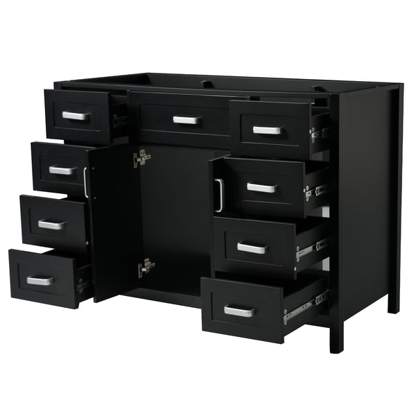 English Elm Christopher Knight Home® - 47" Bathroom Vanity Cabinet Base with 2 Soft-Close Doors & 8 Drawers, Pine Legs, Modern Classic Appeal Black N759P337621B