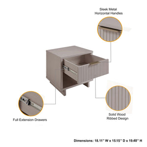 English Elm Granville 18" Nightstand In Light Gray – Modern Glam Solid Wood Design With Stylish Storage Solution B365P398152