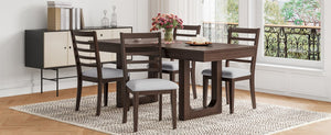 English Elm Farmhouse Ladder Back Dining Chairs Rubberwood Frame Upholstered Seat Set of 2 Brown+Beige N752P272063D