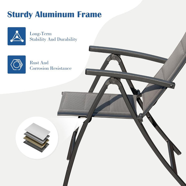 English Elm Patio Folding Chairs Set Of 2 - Lightweight, Ergonomic, Padded Textilene For Ultimate Outdoor Comfort W1859P321619-GIGA