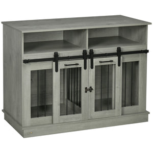 English Elm Pawhut Stylish Dog Crate Furniture & Storage Console For Large Dogs Or Two Small Pets, Gray Finish W2225P217163-GIGA