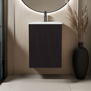 English Elm Colton Black Free-Standing Bathroom Vanity 45cm – Compact Modern Sink Cabinet with Door & Open Shelf for Small Spaces B070S00400