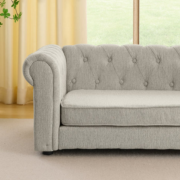 English Elm Elegant oversized dog sofa bed 55" sturdy elevated pet bed for large breeds, modern linen look, 130lb capacity Beige W487P304654