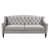 English Elm Ken 74" Upholstered Button Tufted Sofa, Opal Grey Velvet