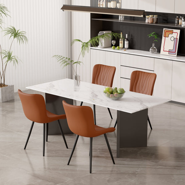 English Elm Dining Chair Set Of 2 Modern Pu Leather Armless Chairs With Sturdy Metal Legs For Versatile Use T3950P396566