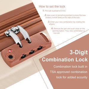 English Elm Hardshell Six Piece Luggage Set Expandable Abs Suitcases with Spinner Wheels Tsa Lock Brown White N730P296628O