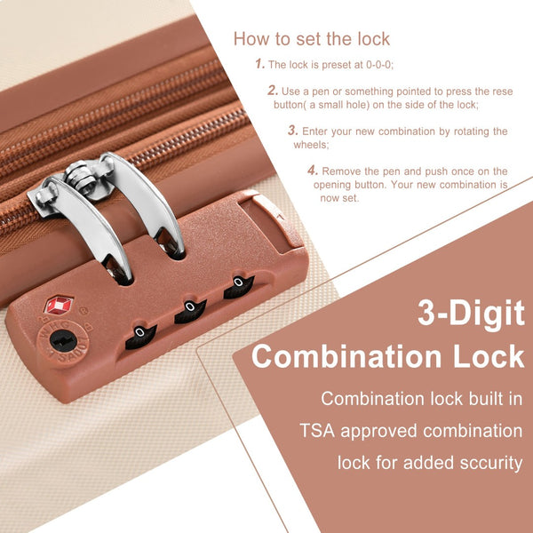 English Elm Hardshell Six Piece Luggage Set Expandable Abs Suitcases with Spinner Wheels Tsa Lock Brown White N730P296628O