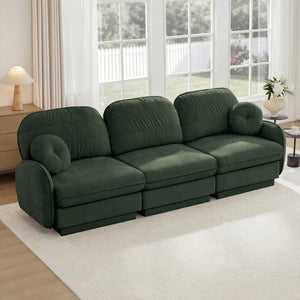 English Elm 105"chenille Cloud Sofa Quilted Plush Three Seater with Deep Cushions for Living Room Green W714S01768