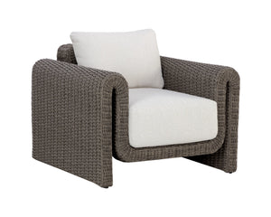 Sunpan Tibi Lounge Chair - Handwoven Twisted Wicker with Durable Outdoor Fabric for Stylish Comfort Grey / Louis Cream
