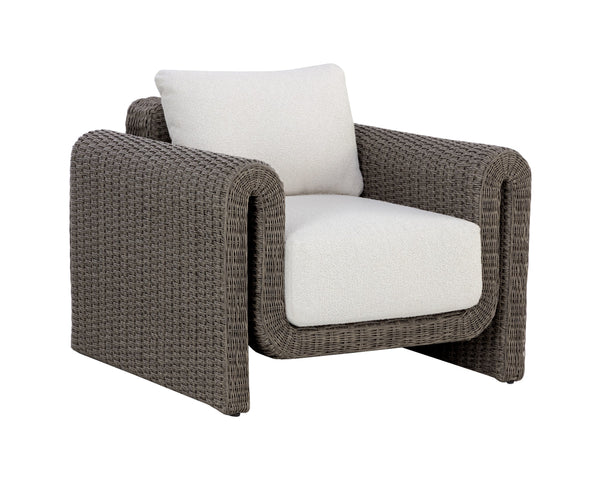 Sunpan Tibi Lounge Chair - Handwoven Twisted Wicker with Durable Outdoor Fabric for Stylish Comfort Grey / Louis Cream