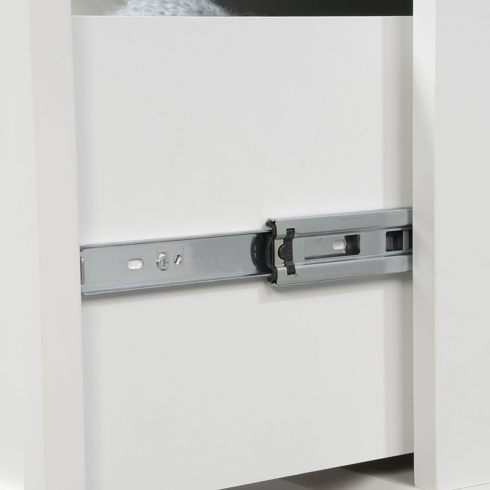 English Elm Craft Tower White Finish Pegboard & Corkboard Craft Storage Cabinet with Drawers, Shelves & Trays B356P402639