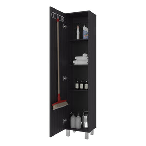 English Elm Vintro Slim Tall Cabinet with Metal Legs Four Interior Shelves for Bedroom Office Black B200P462885