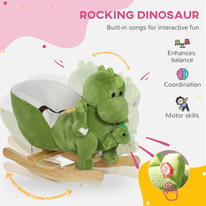 English Elm Qaba Plush Dinosaur Toddler Rocker with 32 Songs Hand Puppet and Safe Wooden Base W2225P249743
