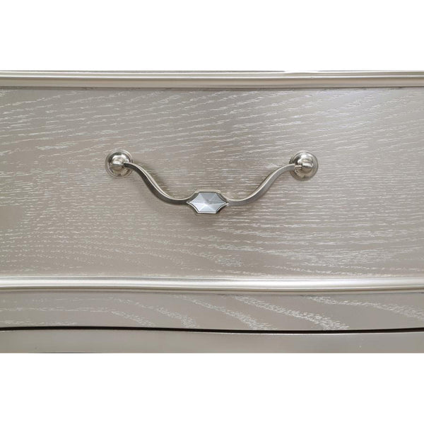 English Elm Katerina 3-Piece Eastern King Bedroom Set - Luxe Ivory Upholstery & Silver Oak Glamour Design B062S01181