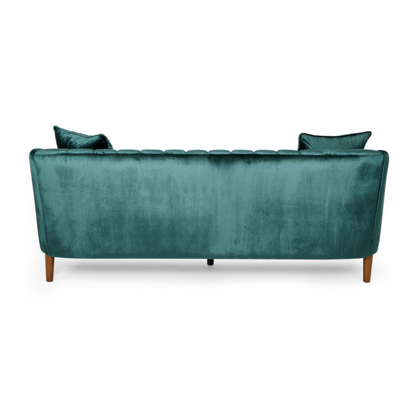 English Elm Christopher Knight Home® - 66957.00Anvltt_66957.00Bnvltt Plush Teal Velvet 3-Seater Sofa With Accent Pillows & Modern Design Style N771P202630F_N771P202511F