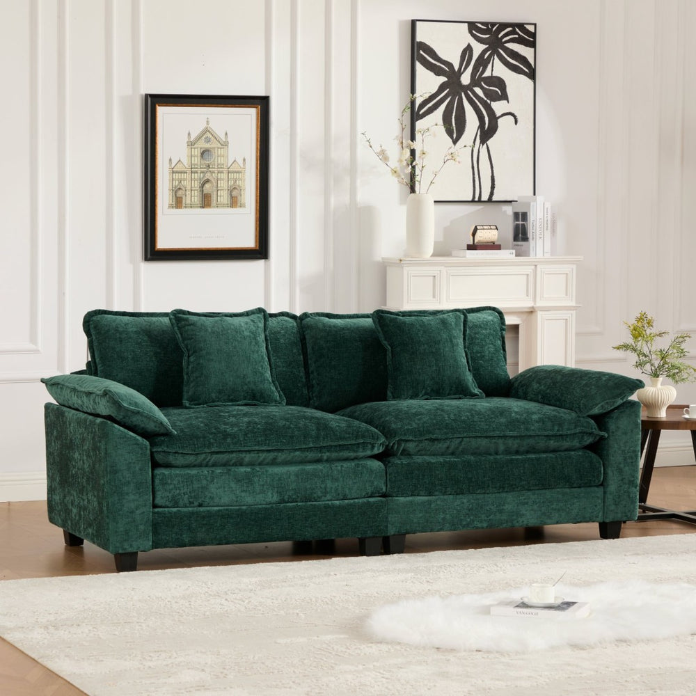 English Elm Wider Armrest Loveseat - Modern Green Chenille Couch With Cloud-Like Comfort For Any Space W1143S00038-GIGA