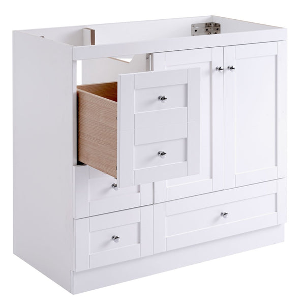 English Elm [cabinet Only] 36 Inch Shaker Bathroom Vanity with Soft Close Drawers and Enclosed Storage White N729P414617K