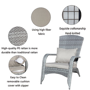English Elm Patio Wicker Chairs Set with Removable Cushions, Water & UV Resistant Steel Frame, 2-Pack Comfort Grey W209P239196