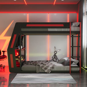 English Elm Full-size Gaming Loft Bed with Integrated Rgb Desk Usb Ports and Esports Frame Red LT000239AAR