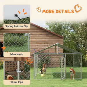 English Elm Pawhut Galvanized Steel Outdoor Dog Kennel with Waterproof Roof and Secure Latch Lock W2225P173782