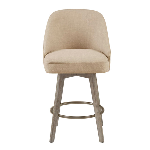 JLA Home Madison Park - Pearce Swivel Counter Stool — 360° Upholstered Seat, Solid Wood Legs, Metal Footrest, Timeless Style MP104-0988