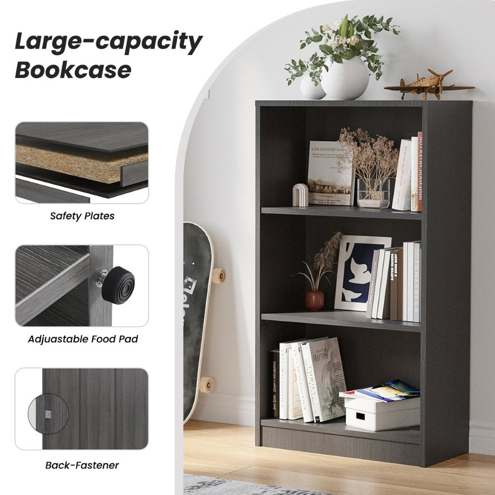English Elm Bookcase Freestanding Wood 3 Shelf Adjustable Open Storage Unit for Home Office T3623P435531