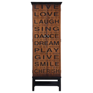 English Elm Happy Valley Brown Transitional Wine Cabinet with Inspirational Quotes, 2 Drawers, 3 Shelves, 74" H B062P353474