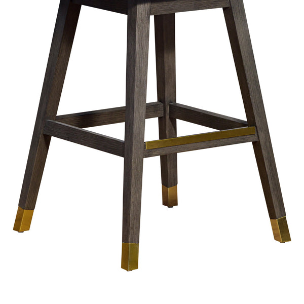 English Elm Ralena Gray Bouclé Swivel Bar Stool with Gray Oak Rubberwood Frame, 180° Swivel, Easy-Clean Upholstery B2736P268569