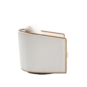 English Elm Corduroy Swivel Barrel Chair with Sturdy Wood Frame & Metal 360° Base, Plush Corduroy Comfort Pop Beige W395P220270