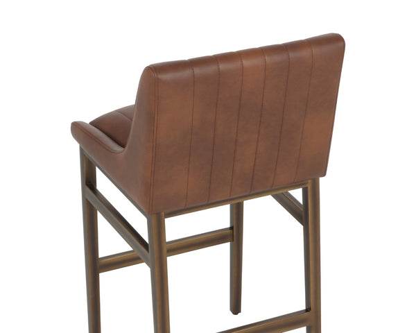 Sunpan HALDEN Barstool - Elevate Your Space with Durable Bravo Admiral Faux Leather and Rustic Bronze Frame Brown 112258