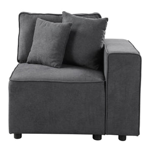 English Elm Grey Right Facing Loose Back Sofa Accent Chair with Tight Seat, Two Throw Pillows, Modern Comfort Blend B062P186461