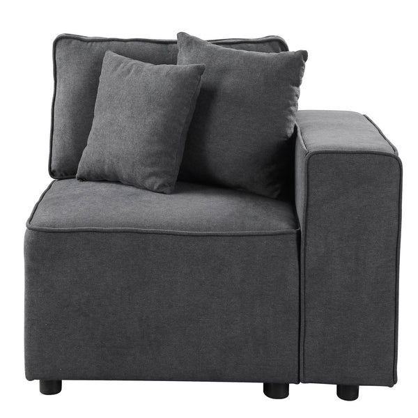 English Elm Grey Right Facing Loose Back Sofa Accent Chair with Tight Seat, Two Throw Pillows, Modern Comfort Blend B062P186461