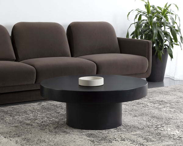 Sunpan Brando Round Coffee Table - Urban Contemporary Design in Natural Concrete for Modern Spaces Black