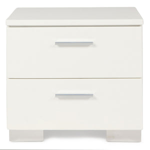 English Elm Nicolás White 2-Drawer Nightstand With Metal Base and Bar Handles