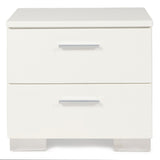 Nicolás White Nightstand: 2 Drawers, Modern Elegance, Metal Base