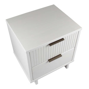 English Elm Granville 18" Nightstand - Elegant White 2-Drawer Storage With Gold Hardware & Textured Design B365P398520