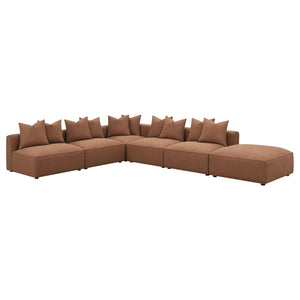 English Elm Colleen Terracotta Corner Chair With Pillows - Stylish Modular Seating For Modern Living Spaces B062P358077
